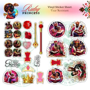 Ruby Princess Royal Melanin Dad & Daughter-stickers