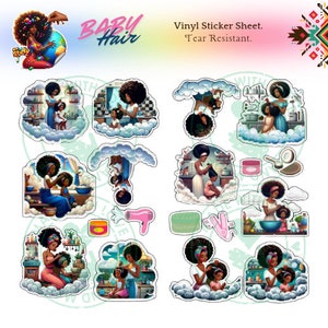 Babyhaar melanine Afro-Amerikaanse zwarte moeder en dochter stickers thuis