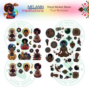 Goddelijke vrouwelijke en goddelijke mannelijke melanine meditatie Kosmische alchemie inheemse Afro-Amerikaanse Latijns-Amerikaanse stickers