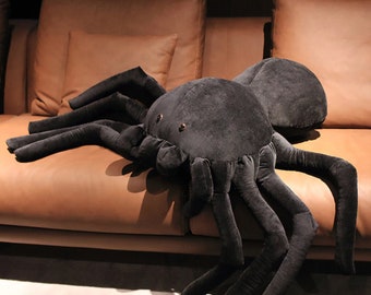 spider plushie, spider animal insect soft toy, halloween plushie, scary horror stuffed animal, goth alternative gift