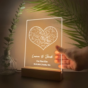 Custom star map by date night light, Personalized night sky by date, Night sky print lamp, First wedding anniversary gift for him, LF05