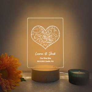 Custom star map by date night light, Personalized night sky by date, Night sky print lamp, Long distance couples gift for boyfriend, CF02