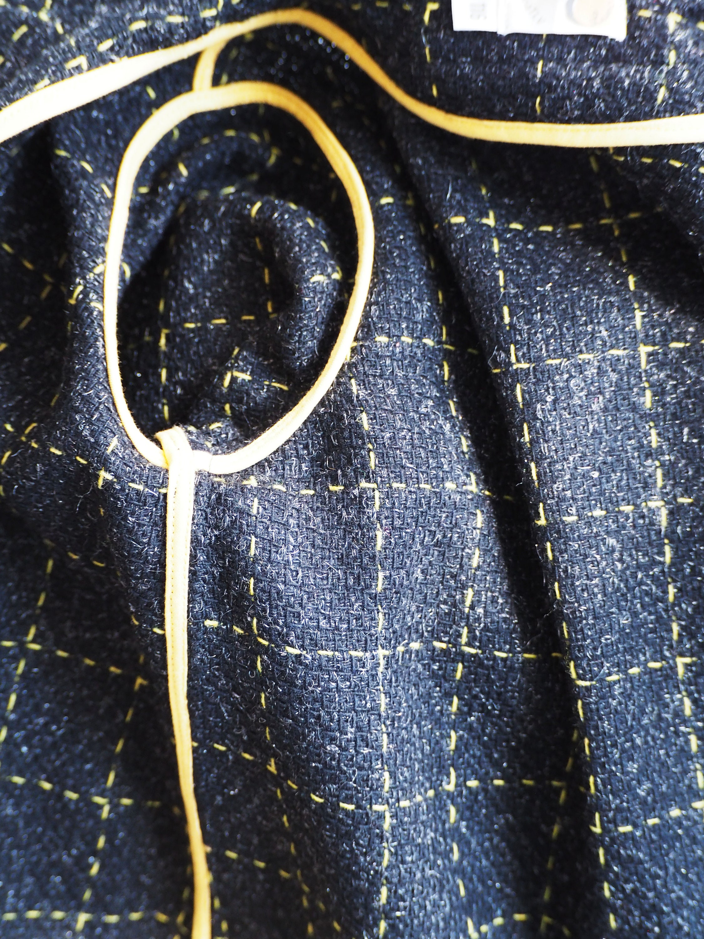 Y's wool Check Pattern Hooded coat outer Black White 1