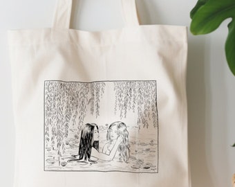 Nymph Sapphic Tote Bag, Lesbian Love, Lesbian Couple, Subtle Pride Lesbian, Queer Tote Bag, Sapphic Gifts, Lesbian Fairytale Illustration