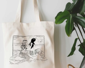 Sapphic Tote, Lesbian Gifts, Lesbian Mermaids, Queer Gift, Lesbian Couple, Lesbian Pride Tote Bag, Wlw Tote Bag, Subtle Pride, Sapphic Tote