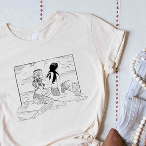 Lesbian Mermaid Couple, Sapphic Shirt, Lesbian Gift, Vintage Lesbian Shirt, Gay Pride, Queer Shirts, Mermaidcore, Wlw Shirt, Lesbian Love