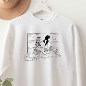 Sapphic Sweatshirt, Mermaid Couple, Lesbian Couple Shirt, Vintage Lesbian Sweatshirt, Wlw Clothing, LGBTQ Gifts, Lesbian Valentine Sweater