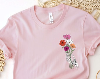 chemise lesbienne vintage, fierté lesbienne subtile, fierté gaie florale, drapeau lesbien, cadeau Wlw, vêtements effrayants de fierté, chemise discrète de fierté