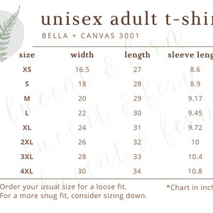 Peut inclure: Tableau des tailles pour t-shirt unisexe adulte avec des mesures en pouces. Le tableau montre les tailles XS &agrave; 4XL avec les mesures de largeur, de longueur et de longueur des manches correspondantes.