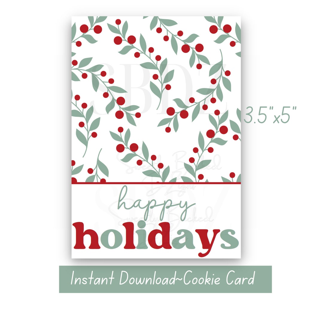 Printable Holiday Cookie Card-printable Cookie Card-holiday Card ...