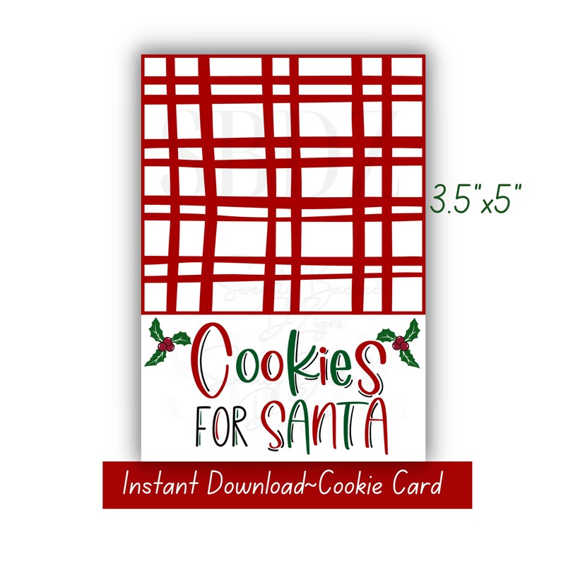 Printable Christmas Cookie Card-mini Cookie Card-santa Cookie Card - Etsy