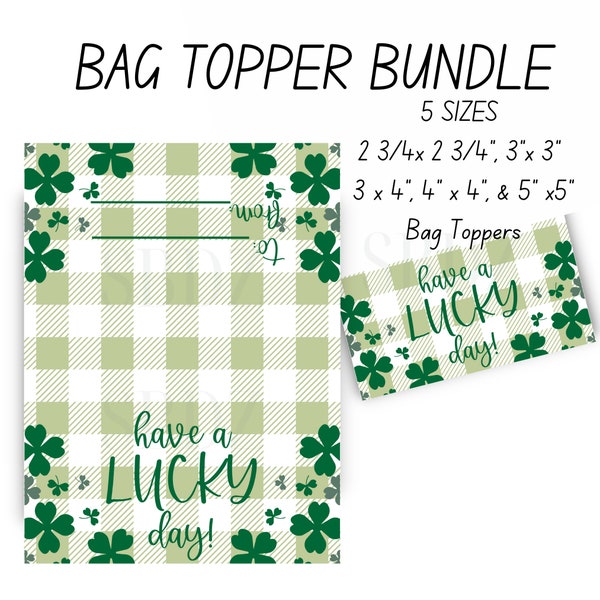 5 SIZES St. Patrick's Day Bag Toppers-Treat Toppers-Cookie Bag Toppers-Bag Topper