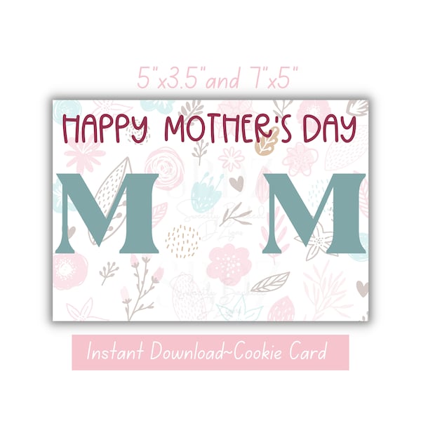 Printable Mother's Day Cookie Card-Mini Cookie Card-Cookie Card