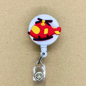 Helicopter Badge Reel, Aviation Pilot ID Holder, Retractable Chopper Lanyard Clip for Flight Attendants, Airport or Airline Staff