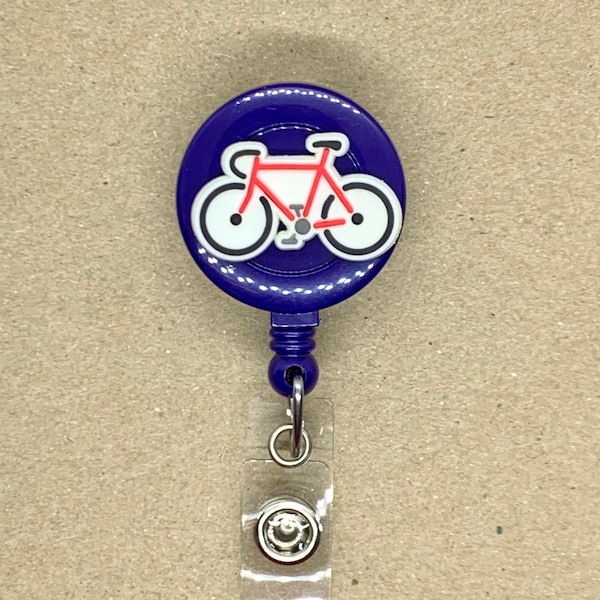 Bicycle Badge Reel, Bike ID Holder, Red and Black Bicycle Accessory