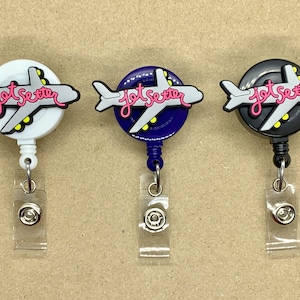 Airplane Badge Reel, a Jet Setter Lanyard Clip for an airline employee or for a travel enthusiast