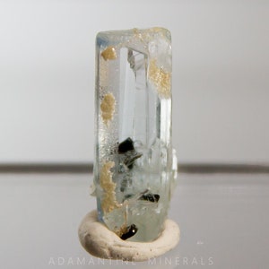 Aquamarine Specimen with Black Tourmaline Crystal and Excellent Transparency from Skardu, 20 mm