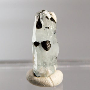 Aquamarine Crystal with Tourmaline Inclusions Thumbnail Specimen from Pakistan, 22 mm