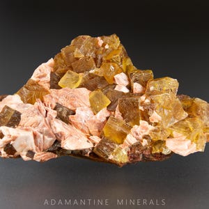 Stunning Yellow Fluorite with Pink Barite from Aouli, Morocco, 110 mm