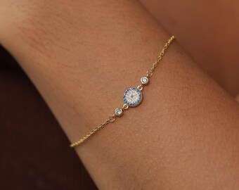 Pulsera de plata de ley 925 con ojo turco, delicada pulsera con ojo turco, pulseras turcas con ojo turco, regalo único para mujer, regalo para el Día de la Madre