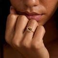 Vintage Tiger's Eye Ring, S925 Sterling Silver Gold Plated Ring, Sunburst Gemstone Ring, Boho Statement Ring, Gift for Her