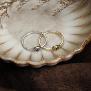 Evil Eye Rings for Woman, Dainty Gold Rings, 925 Silver Rings, 925 Silver Handmade, Minimalist Rings, Gift for Sister, Mother's Day Gift