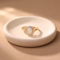 18K Gold Plated Opal Ring with Diamond Halo \u2013 October Birthstone Ring \u2013 Elegant Opal Statement Ring \u2013 Gift for Her