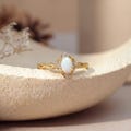 Sterling Silver Opal Ring – Vintage Natural Opal Ring – 18K Gold Plated Ring – Gift for Her – Mother's Day Gift