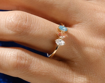 Custom Mother s Ring Garden Ring in Yellow Gold Cluster Ring With Birthstone Gemstones Family Ring Grandmothers Ring Personalized Gift Etsy