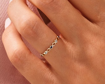 Bezel Set Birthstone Ring / 14K Gold Birthstone Ring / Thin Stackable Ring / Personalized Gemstone Ring for Women / Birthday Gift for Her