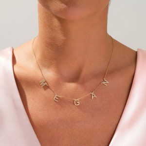 Gold Vermeil Birthstone Name Necklace / Personalized Gift for Women / Custom Name Necklace / Birthday Gift for Her / Minimalist Necklace
