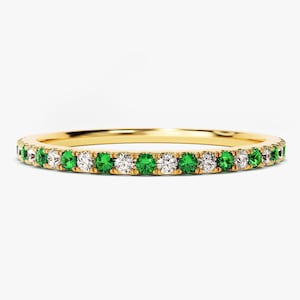 Gold Vermeil Alternating Birthstone Eternity Ring / Full Eternity Stackable Gemstone Ring for Women / Sterling Silver Birthstone Ring