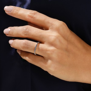 14k Solid Gold Birthstone Eternity Ring / Full Eternity Stackable Gemstone Ring for Women / Minimalist Birthday Birthstone Ring image 4