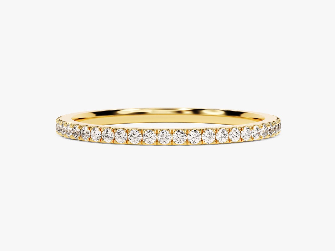 14k Solid Gold Full Eternity Ring / Stackable Birthstone Ring for Women ...