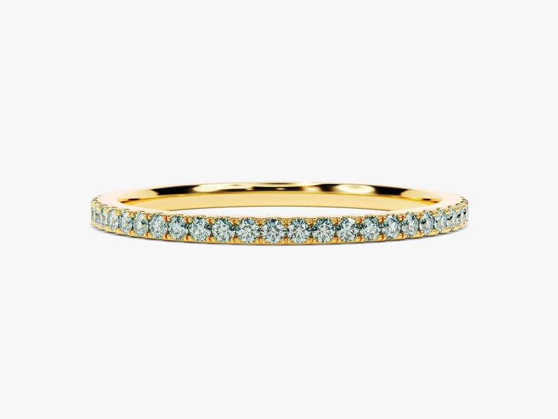 14k Solid Gold Birthstone Eternity Ring / Full Eternity Stackable Gemstone Ring for Women / Minimalist Birthday Birthstone Ring image 2