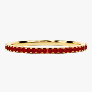 14k Solid Gold Birthstone Eternity Ring / Full Eternity Stackable Gemstone Ring for Women / Minimalist Birthday Birthstone Ring image 7
