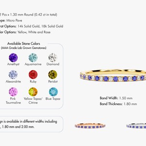 14k Solid Gold Alternating Emerald Eternity Ring / Full Eternity ...