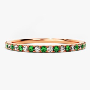 14k Solid Gold Alternating Emerald Eternity Ring / Full Eternity ...