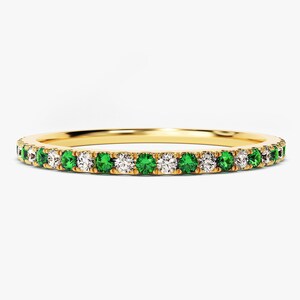14k Solid Gold Alternating Emerald Eternity Ring / Full Eternity ...
