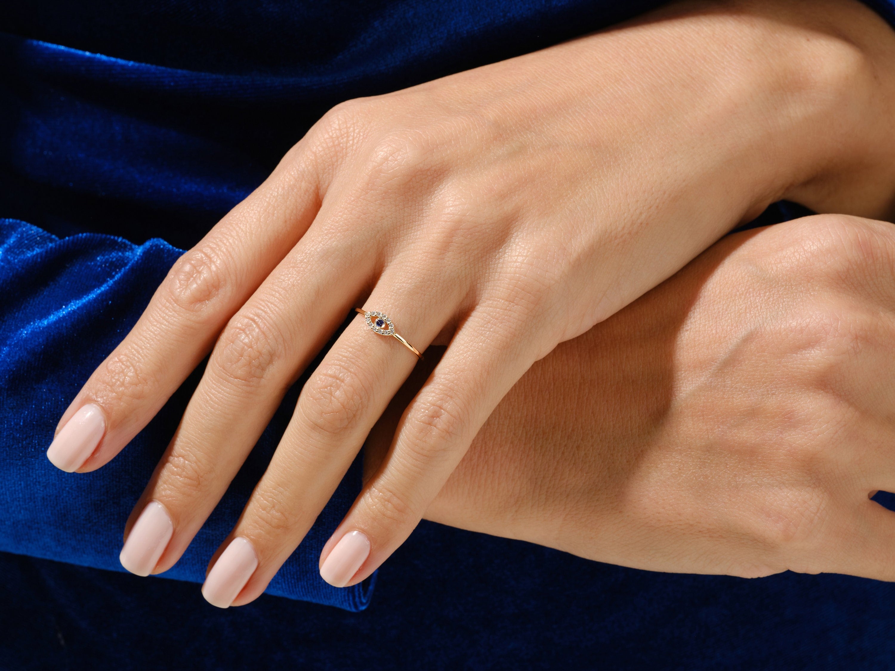 Birthstone Evil Eye Ring / Protection Ring for Her / Personalized