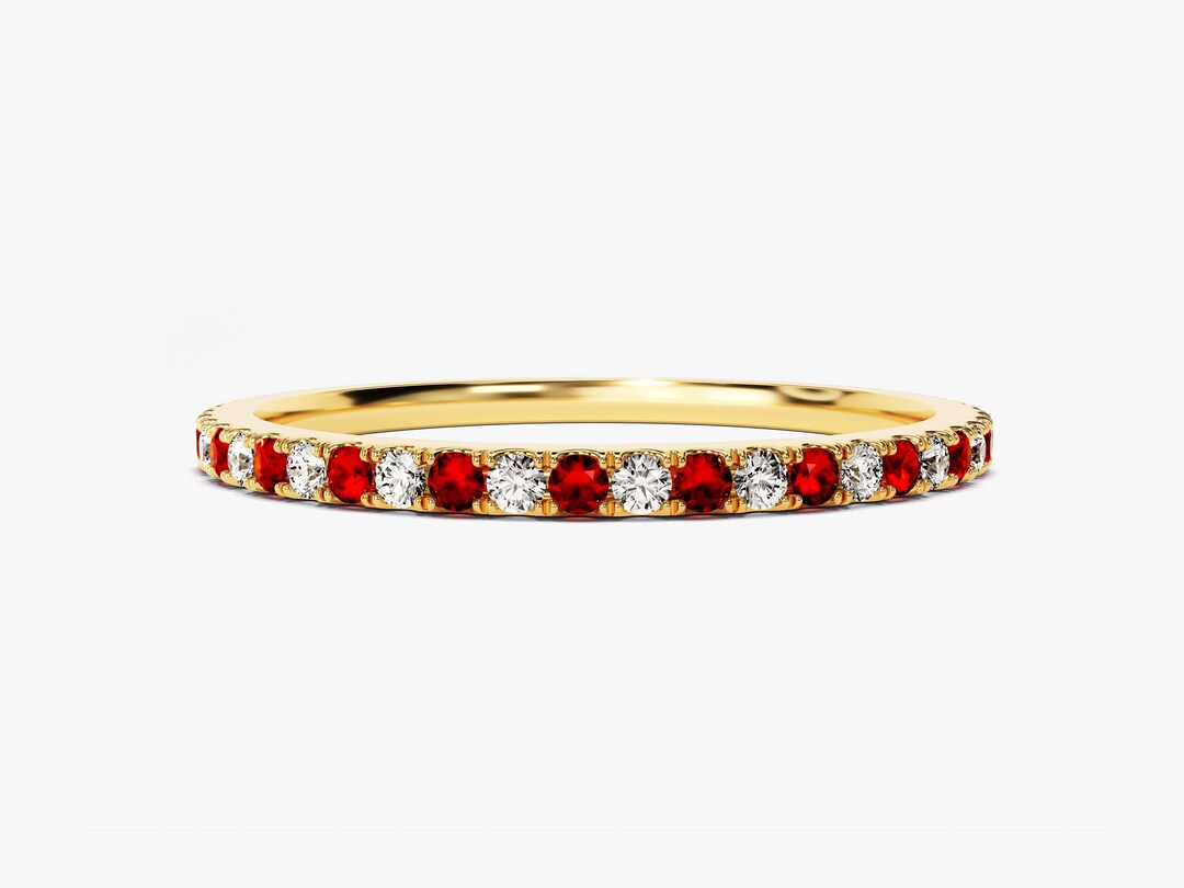 14k Solid Gold Alternating Birthstone Eternity Ring / Full Eternity ...