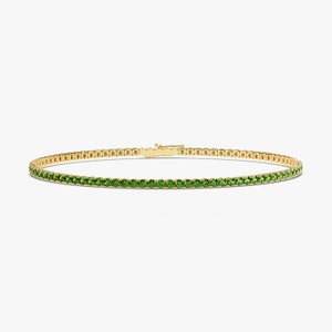 14k Solid Gold Eternity Tennis Bracelet / Personalized Layering Bracelet / Family Birthstone Bracelet / Custom Birthstone Gifts for Women