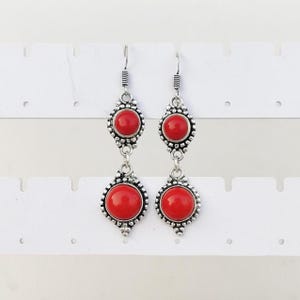 Red Coral Multi Stone Earring 925 Silver Plated Earring Red Coral Ear Wire Earring Handmade Jewelry Boho Jewelry For Mom Gift For Her