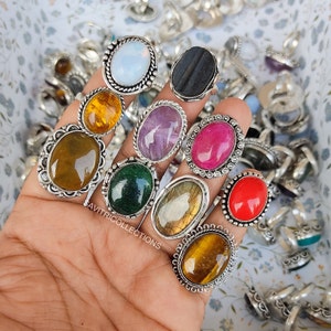 Mix Gemstone Ring Lot Jewelry 925 Silver Plated Ring Hurtowy pierścionek z kamieniem szlachetnym Ręcznie robiona biżuteria Boho Ring For Women Best Price Hurtowa biżuteria