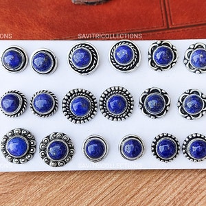 Wholesale Lapis lazuli Stud Earrings Healing Crystal Earrings Gemstone Earrings Silver Plated Earrings Handmade Boho Jewelry Bulk Jewelry