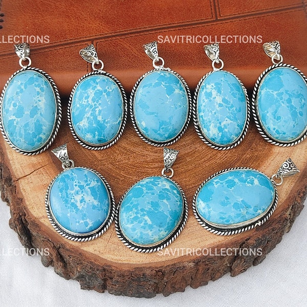 Larimar Pendant Wholesale Larimar 92.5 Silver Plated Pendant Wholesale Best Price Bulk Jewelry Handmade Boho Jewelry Pendant Lot Bulk sale