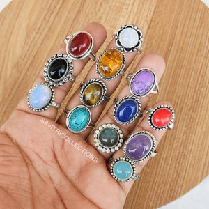 Mix Gemstone Ring Lot Jewelry 925 Silver Plated Ring Hurtowy pierścionek z kamieniem szlachetnym Ręcznie robiona biżuteria Boho Ring For Women Best Price Hurtowa biżuteria