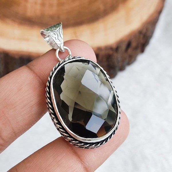 Huge Iguala Mexico Sterling Silver Smoky Quartz Pendant