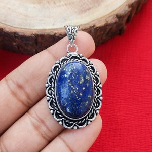 Lapis Lazuli Pendant, 925 Sterling Silver Pendant Necklace Lapis Lazuli Pendant, 925 Sterling Silver Pendant Necklace