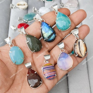 Assorted Gemstone Wholesale Pendants Mixed Gemstone Pendant Lot Mix Shape Pendants Crystal Pendant Handmade Boho Jewelry Bulk Jewelry Sale
